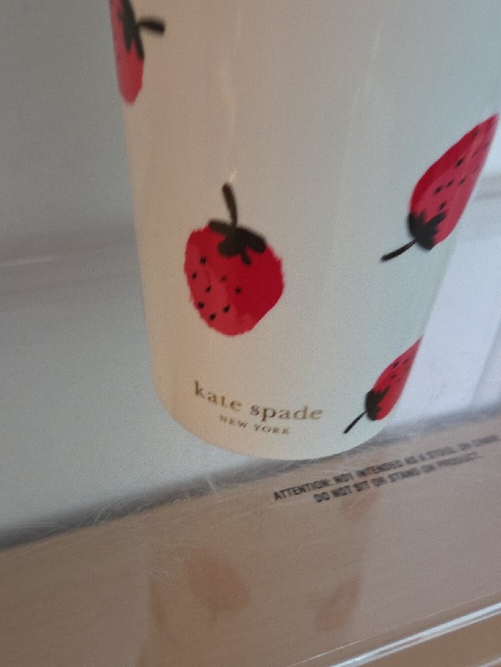 Kate Spade Drink Cup/Tumbler with Strawberry Accents...NWT - Picture 3 of 5